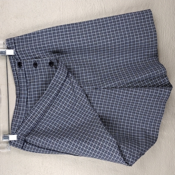 Toby Vintage Blue Multicolored Plaid High Waist Zipper Button Front Skort - Picture 12 of 12